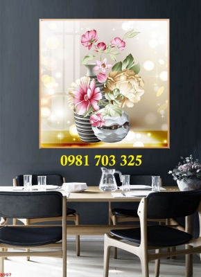 Gạch tranh trang trí bình hoa đẹp