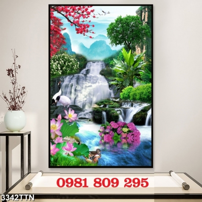 Gạch tranh sơn thủy , gạch 3d
