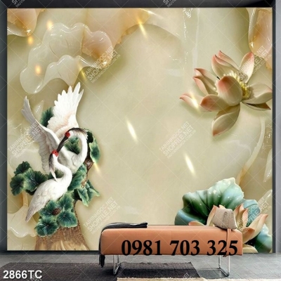 Tranh con hạc, gạch men 3D