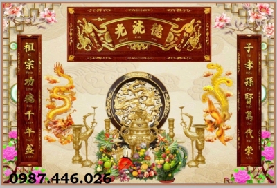 Gạch tranh ốp tường ban thờ, tranh gạch trang trí tường đẹp