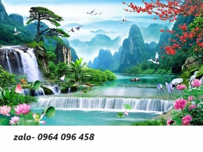Tranh gạch 3d phong cảnh đồng quê sông núi - NXC43