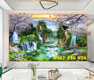 Gạch tranh thác nước, tranh phong cảnh đẹp HP7292