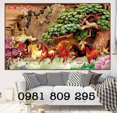 Mẫu tranh gạch 3d bát mã - tranh phòng khách