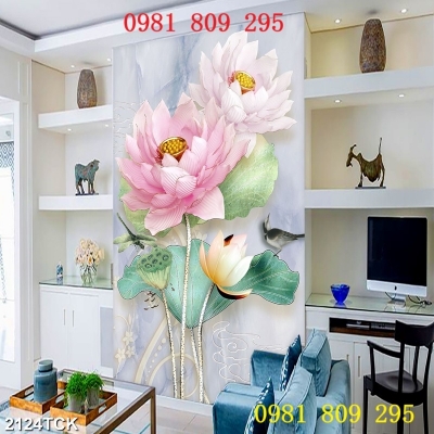 Tranh gạch , gạch cao cấp khổ dọc hoa sen