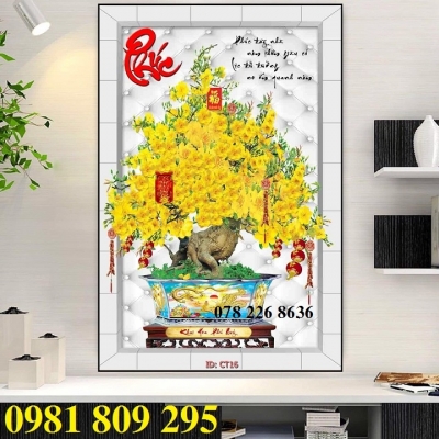 Tranh hoa mai - tranh gạch 3d ốp cánh gà