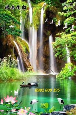 Tranh gạch 3d - gạch tranh hoa sen ốp tường Hp877