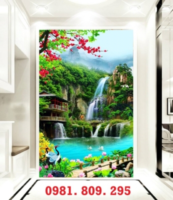 Gạch 3d thác nước, tranh gạch men