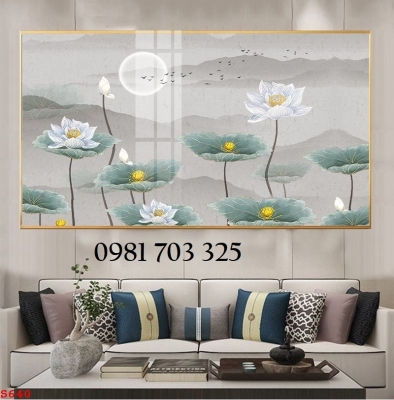 Tranh hoa sen , gạch men 3D trang trí tường