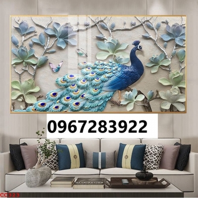 Gạch tranh đẹp chim công 3D