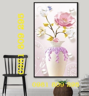 Tranh bình hoa - tranh gạch 3d bình hoa