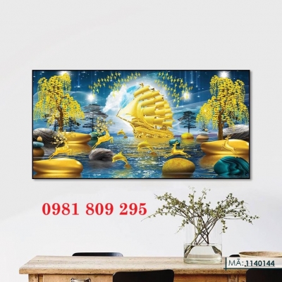 Tranh 3d thuyền buồm , gạch trang trí