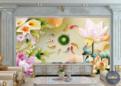 Tranh gạch men 3d hoa ngọc phòng khách - VMN77