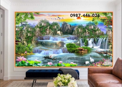 Gạch tranh thác nước 3d