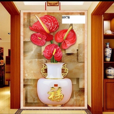 Gạch tranh bình hoa ốp tường