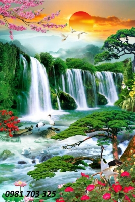 Gạch tranh thác nước-tranh 3D