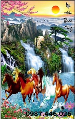 Tranh gạch men mã đáo thành công HP27722