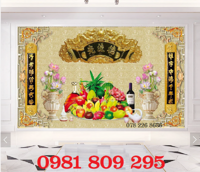 Gạch 3d phòng thờ , tranh ốp nhà mồ