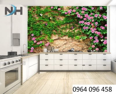 gạch ốp tường hoa hồng 3d
