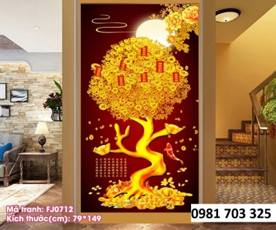 Tranh gạch 3D cây kim tiền