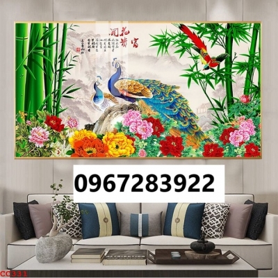 Tranh gạch chim công đẹp