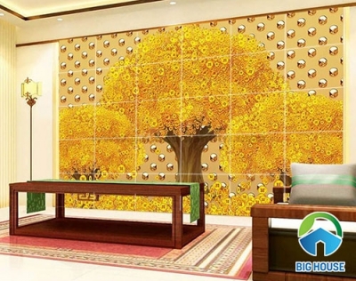 tranh 3d - tranh gạch 3d cây kim tiền - NC55