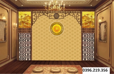 Gạch tranh trang trí phòng thờ 3D đẹp