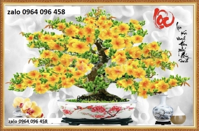 Tranh gạch 3d cây mai - gạch tranh 3d cây mai - XCN87