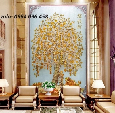Tranh gạch 3d cây tiền vàng - gạch tranh 3d cây tiền vàng - DSCX44