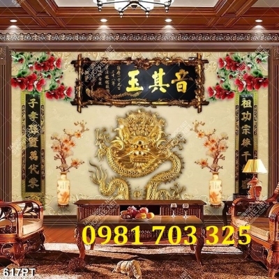 Tranh gạch 3D trang trí phòng thờ đẹp