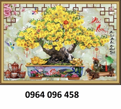 Tranh cây mai 3d - tranh gạch 3d cây mai - H002