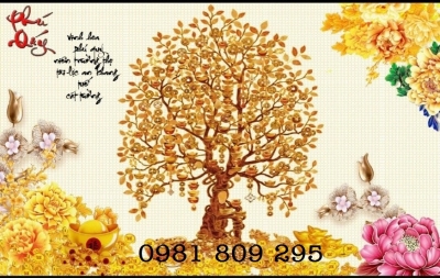 Gạch 3d trang trí cây kim tiền