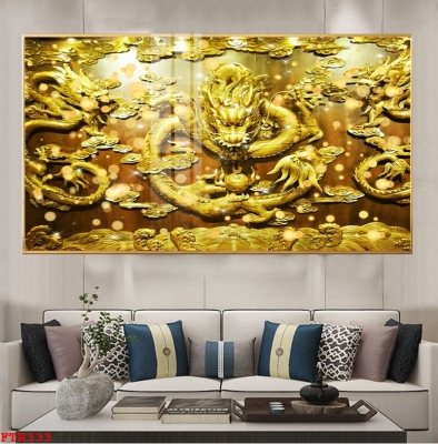 Tranh gạch con rồng 3D phong thủy dán tường