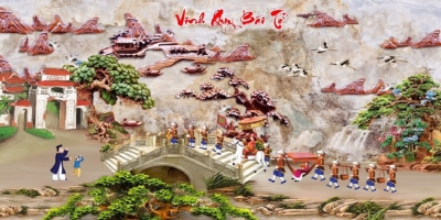 Gạch tranh 3d phong cảnh làng quê