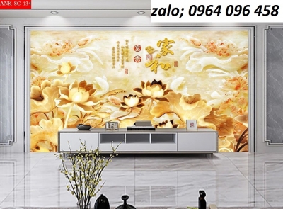 Tranh gạch hoa sen 3d - HFDX43