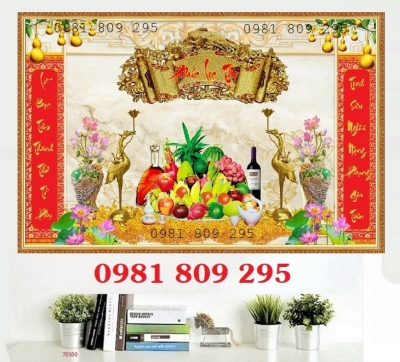 Gạch tranh phòng thờ rồng vàng