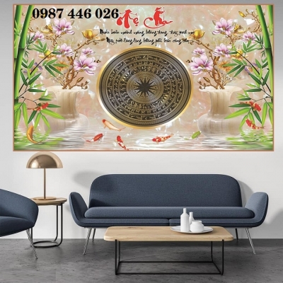 Gạch tranh cá chép vàng 3d HP97273