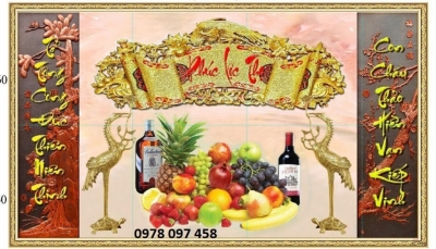 Tranh phòng thờ gia tiên - gạch tranh 3D