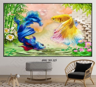 Tranh gạch hình cá chép 3d đẹp