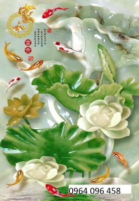 Tranh gạch 3d phong thủy cá chép - 3077CN