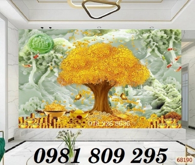 Tranh gạch cây kim tiền đẹp 3d