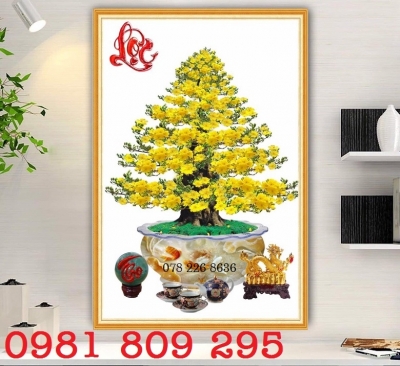 Tranh gạch ốp tường hoa mai khổ dọc 3d