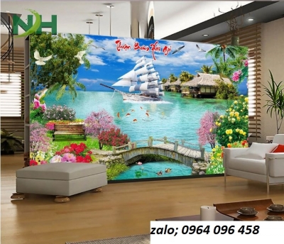 Tranh gạch 3d phong thủy thuyền buồm - 8444XM