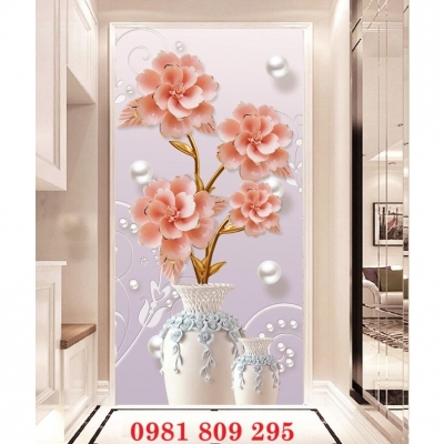 Tranh gạch ốp tường bình hoa , Gạch 3d HN888