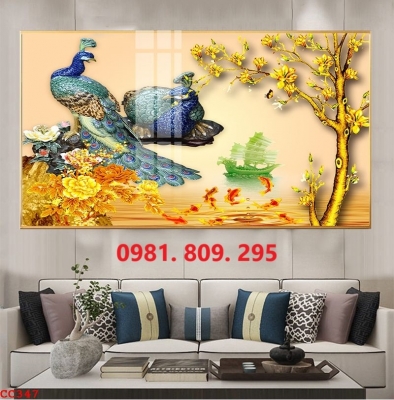 Tranh gạch men chim công ốp tường HS9209