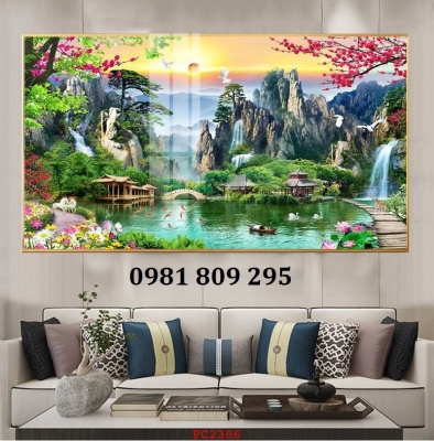 Tranh gạch ốp tường 3d phong cảnh thiên nhiên