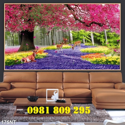 Gạch tranh phong cảnh vườn hoa HP7654