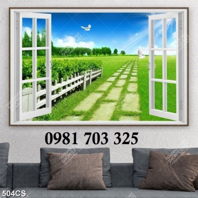 Tranh gạch cửa sổ trang trí
