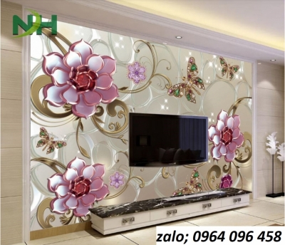 Tranh gạch 3d ốp tường sau tivi - HBV44