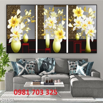 Tranh gạch bình hoa 3D trang trí đẹp