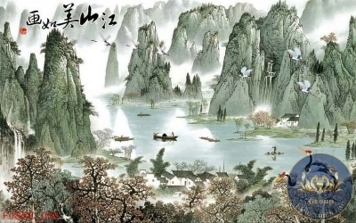 Tranh thủy mạc - tranh gạch 3d thủy mạc - SJK08